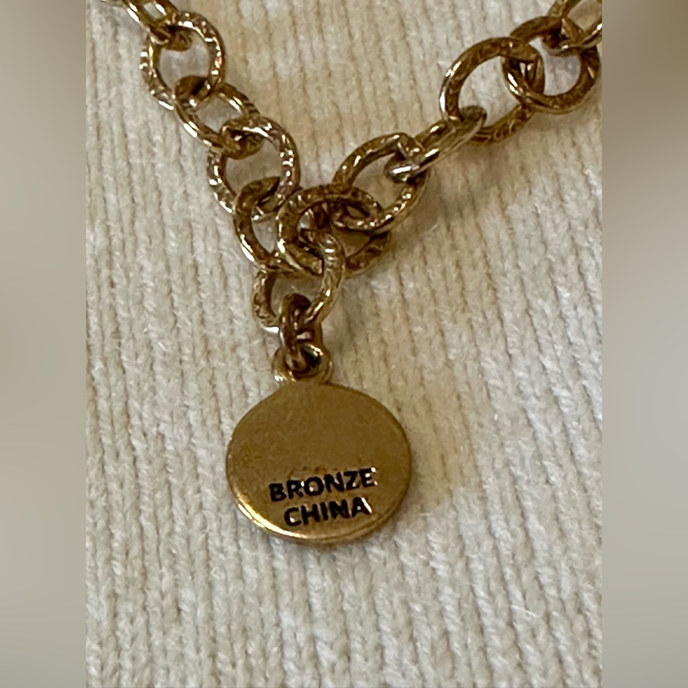 Jodie M Amethyst Statement Necklace Gold Tone Y-Drop Beaded (QVC) - Picture 5 of 6